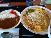 「塩もやしラーメン380円＋ミニカレー丼220円」@山田うどん 新座畑中店の写真