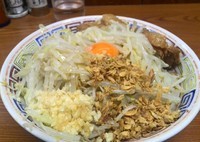 「汁なし 690+100円 麺少なめ硬め、ヤサイニンニクカラメ」@ラーメン二郎 亀戸店の写真