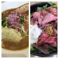 「懺悔限定 濃厚煮干しそば800円&ローストビーフ丼400円」@NOODLE STOCK 鶴おかの写真