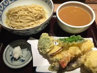 「野菜天つけ麺(大)＋海老天＋味玉天」@東京天ぷらつけ麺天丸の写真
