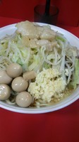 「大ラーメン（ニンニク、アブラ）＋ウズラのたまご」@ラーメン二郎 茨城守谷店の写真