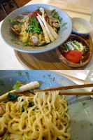 「４月限定『春野菜とアサリの塩桜そば(￥850)』」@汁なし麺専門店 Mendesignの写真