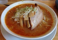 「赤味噌味(辛口)野菜ラーメン＋みそおにぎり(800円＋150」@おり久の写真