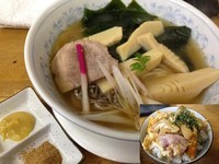 「卯月の一杯　今が旬　若筍ソバ＋親子丼」@MENYA 食い味の道有楽の写真