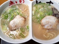 「食べ比べラーメン」@ラーメン居酒屋 赤のれん&とん吉 総本店の写真