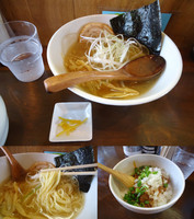 「『アゴだしらぁめん 塩+辛ジャン丼(￥700+300)』」@らあめん一路の写真