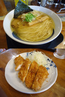 「塩そば+ワンタン+単品ちきんかつ(￥750+100+250)」@麺や食堂 本店の写真