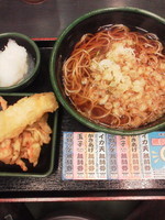 「朝そば（おろし）（ネギ多め）\330＋イカ天（クーポン）」@ゆで太郎 三田3丁目店の写真