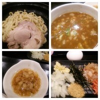 「極・どろつけ麺（小）・脂・釜揚げ800円」@つけ麺 どでんの写真