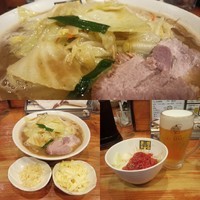 「濃菜麺＋トマベジ＋ニンニク＋生ビール」@濃菜麺 井の庄の写真