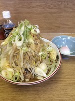 「ラーメン(全増し＋ネギ、温玉50円)」@ラーメン二郎 栃木街道店の写真
