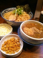 「【限定】カレーつけ麺大盛り＋チーズ＋辛い挽肉」@中華そば 旋の写真