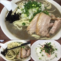 「濃厚煮干そば650円 大盛無料+明太子マヨネーズご飯150円」@中村屋総本山の写真