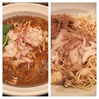 「辛煮干そば かけ(肉無し) 700円&黒酢の和え玉 200円」@灰汁中華 丿貫の写真