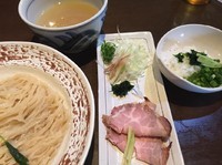 「【限定】薬涼潮つけそば850円、〆の冷や飯50円」@麺や 虎徹の写真