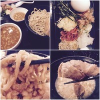 「旨・辛つけ麺（中）850円（釜揚げ・アブラ）無料トッピング」@つけ麺 どでんの写真