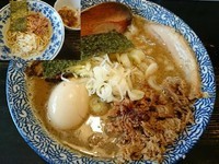 「濃厚狼煙らーめん（細麺）＋和え玉（太麺）＝￥880」@狼煙 〜NOROSHI〜の写真