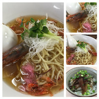 「桜香る天使の海老そば¥400+いわし丼¥360+ビール¥5」@中華そば よしかわの写真