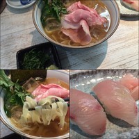 「【限定】冷やし煮干しそば 850円＋ヒラマサ 300円」@中華そば 四つ葉の写真