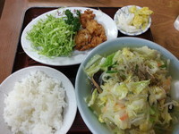 「タンメンとりから定食780円」@ともべ食堂の写真