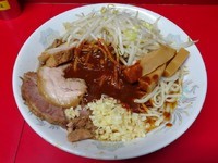 「ラーメン（700円）＋油そば 味噌がけ（100円）ニンニク」@ラーメン二郎 西台駅前店の写真