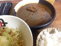 「太麺旨辛カレーつけ麺【850円】＋白飯【100円】」@丹行味素 北新横浜本店の写真