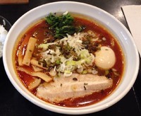 「辛めん(1日20食限定･太麺)＋半ライス」@中華そば 松葉の写真