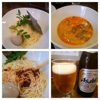 「坦々つけ麺880円+麻辣玉50円+ﾋﾞｰﾙ」@創作麺工房 鳴龍の写真