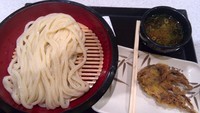 「ざるうどん・大（３９０円）げそ天（１３０円）」@丸亀製麺 SUNAMO店の写真