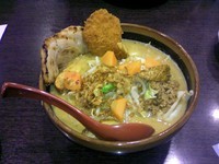 「カレーらーめん（北海道味噌）　チキンカツ１枚 （+炙り１枚）」@麺場 田所商店 本店の写真