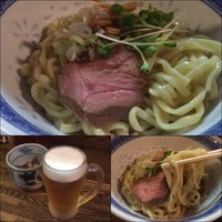 「油そば 750円 + 生ビール（エビス） 500円」@燦燦斗の写真