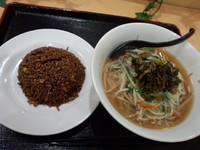 「高菜入り野菜麺・半炒飯セット（黒炒飯）730円」@福泰厨房 島忠ホームズ草加舎人店の写真