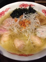 「「限定」焼きあご潮味そば 大盛 海老ワンタン付」@麺の坊 砦の写真