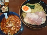 「辛肉もりそば（冷やしver.）￥930＋ビール￥310」@UNDER GROUND RAMENの写真
