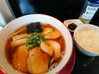 「朝定食(自家製煮干しふりかけ・佃煮付) 温そば+ごはん」@朝ラー Barrio Niboの写真