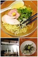 「【限定】冷やし煮干し塩そば+〆のワサビ飯　880円」@福の神食堂の写真