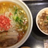 海老しおらーめん大盛り チャーシューご飯