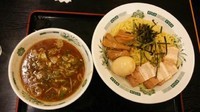 「和風つけ麺(あつもり)＋味付玉子」@日高屋 両国東口店の写真