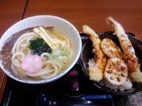 「かけうどん+ミニ天丼セット」@自家製麺 讃岐うどん 新井製麺の写真