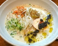 「【限定】冷製そら豆ポタージュラーメン 900円」@はりけんラーメンの写真