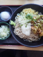 「おろし枝豆ゲソ天そば\４８０＋温玉（クーポン）」@ゆで太郎 高輪店の写真