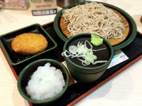 「もりそば・おろし(320＋60円）にコロッケ(クーポン)」@ゆで太郎 淡路町店の写真