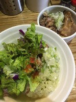 「鶏そば➕和え玉(ホタテ)➕ローストポーク丼」@NOODLE STOCK 鶴おかの写真