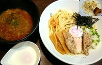 「【限定】鶏ほぐしカレーつけ麺 880円＋半ライス110円」@麺や 蒼 AOIの写真