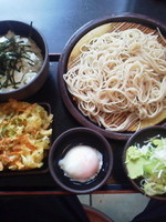 「とろろ丼セット(ネギ・わさび多め)\550+かき揚げ」@ゆで太郎 芝浦一丁目店の写真