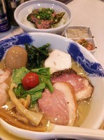 「プリプリ小海老と鴨の燻製の冷やし塩ラーメン＋セットご飯」@麺屋 扇 SENの写真
