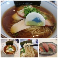 「【2周年限定】感謝（驚）中華そば＋ひらまさのにぎり」@中華そば 四つ葉の写真