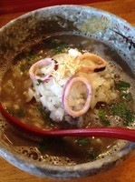 「【限定】いか煮干しらーめん  バターごはん」@豚骨らーめん れんの写真