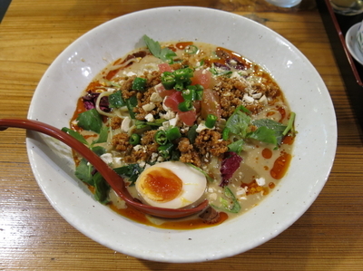「青唐の冷し担々麺(平打ち麺）：820円」@武藤製麺所の写真