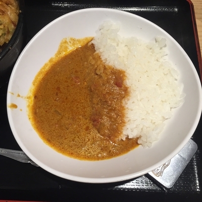 「特大かき揚げそば　半カレーセット」@よもだそば 銀座店の写真